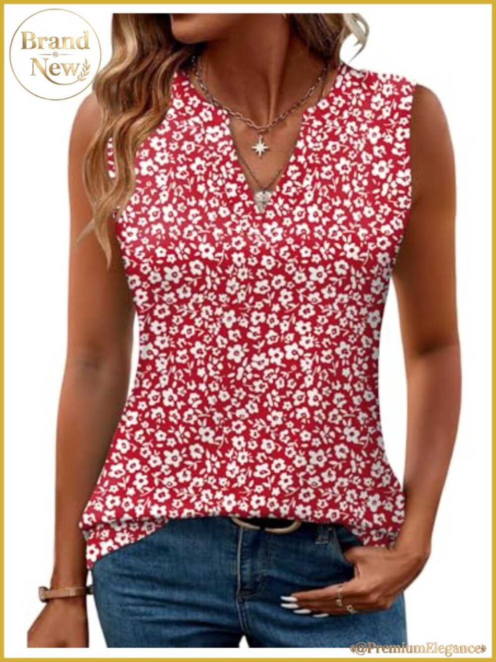 Women's Sleeveless V-Neck Tank Tops Casual Summer Blouses Tunics